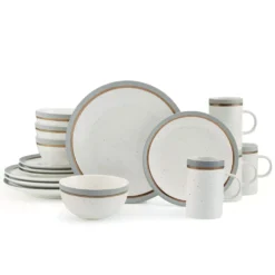 Ezra Grey 16 Piece Dinnerware Set, Service for 4