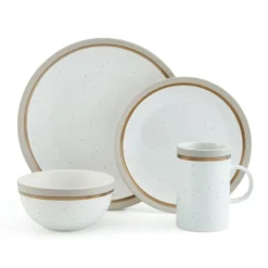 Ezra Taupe 16 Piece Dinnerware Set, Service for 4