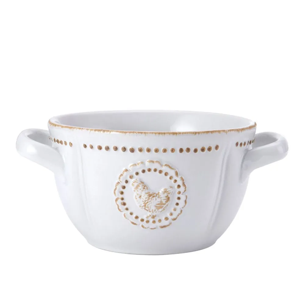 Farmhouse Hen Double Handled Bowl