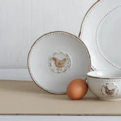 Farmhouse Hen Set of 4 Appetizer Plates