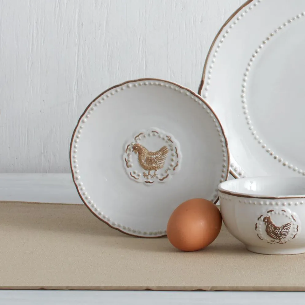 Farmhouse Hen Set of 4 Appetizer Plates