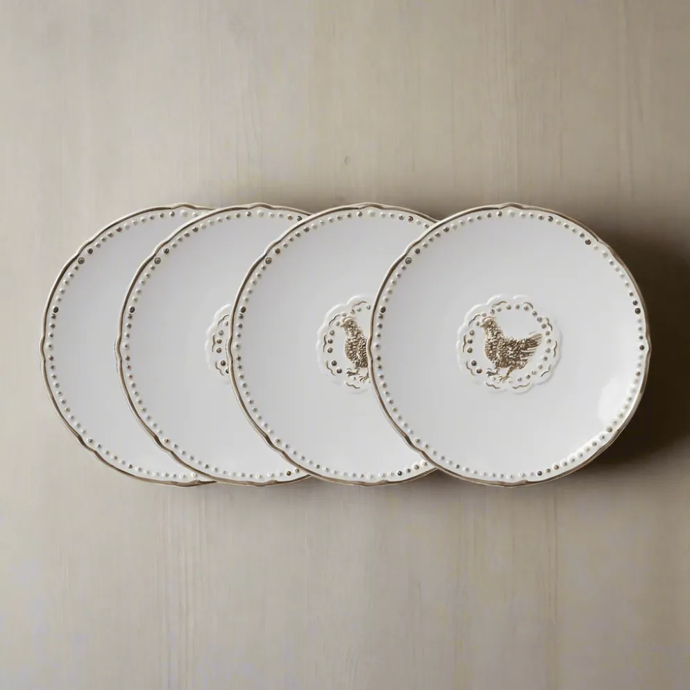 Farmhouse Hen Set of 4 Appetizer Plates