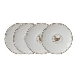 Farmhouse Hen Set of 4 Appetizer Plates