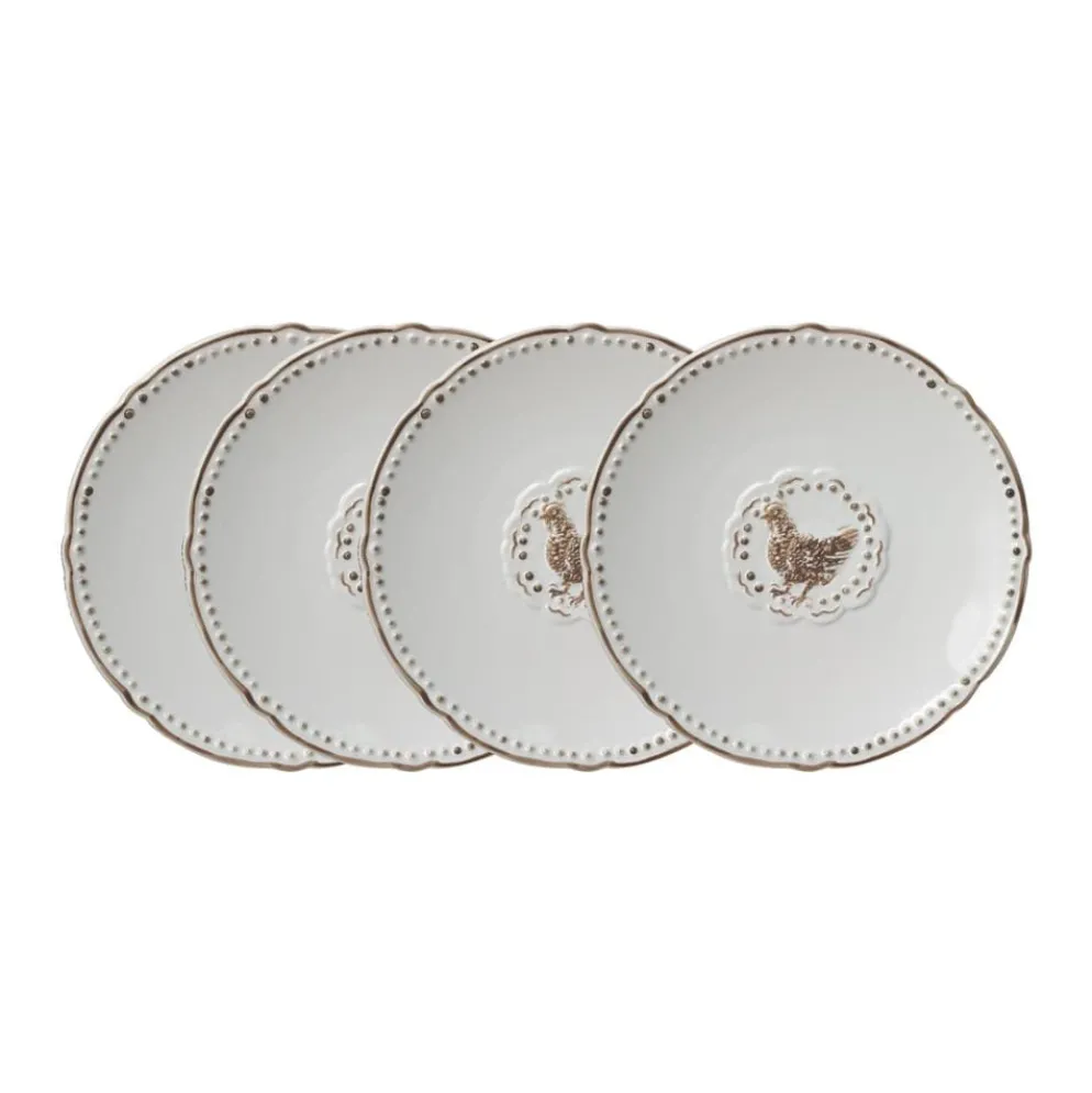 Farmhouse Hen Set of 4 Appetizer Plates
