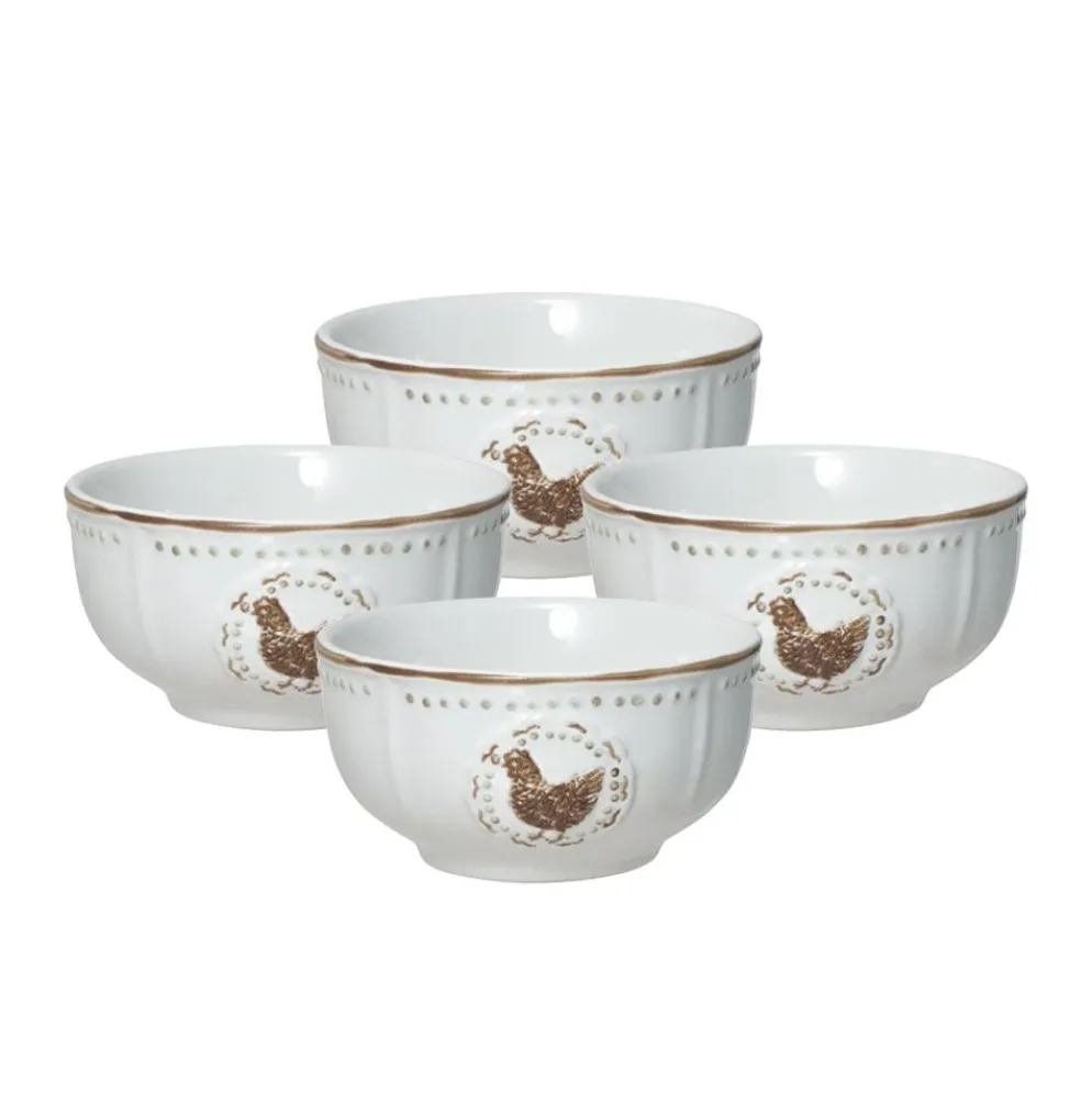 Farmhouse Hen Set of 4 Fruit Bowls