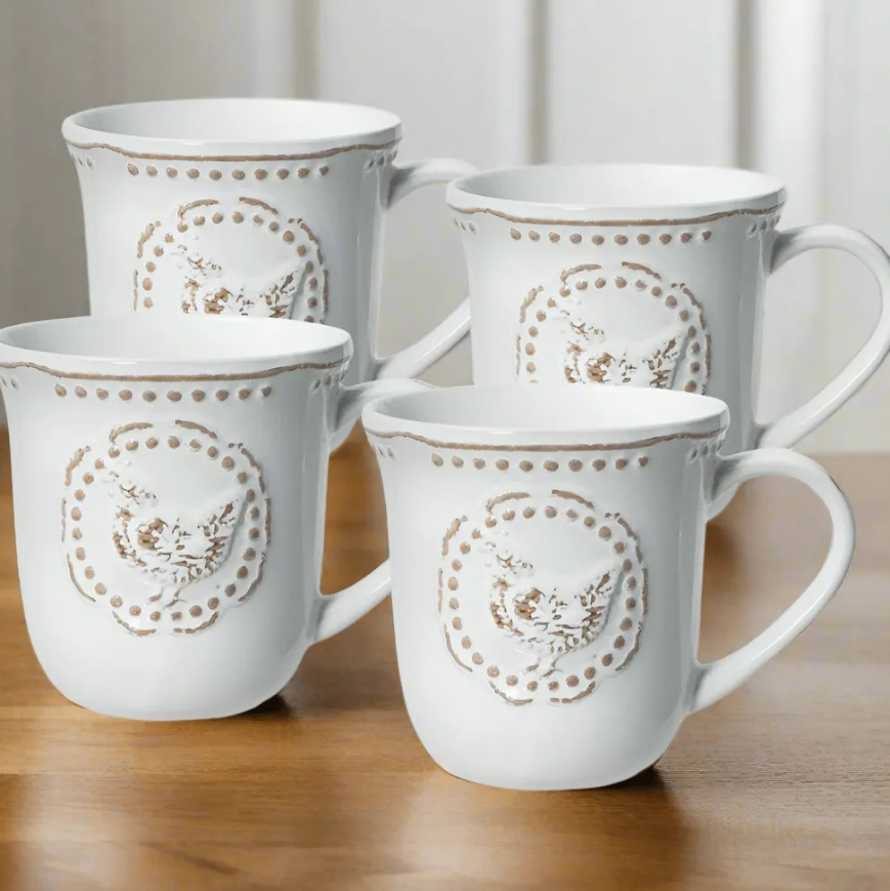 Farmhouse Hen Set of 4 Mugs