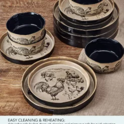 Farmyard Rooster 12 Piece Dinnerware Set, Service for 4