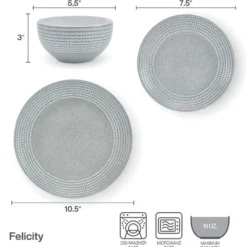 Felicity 12 Piece Dinnerware Set, Service for 4