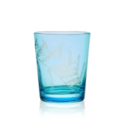 Fitz and Floyd Wildflower Double Old Fashioned Glasses Set of 4, Blue