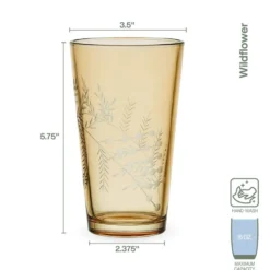 Fitz and Floyd Wildflower Highball Glasses Set of 4, Gold