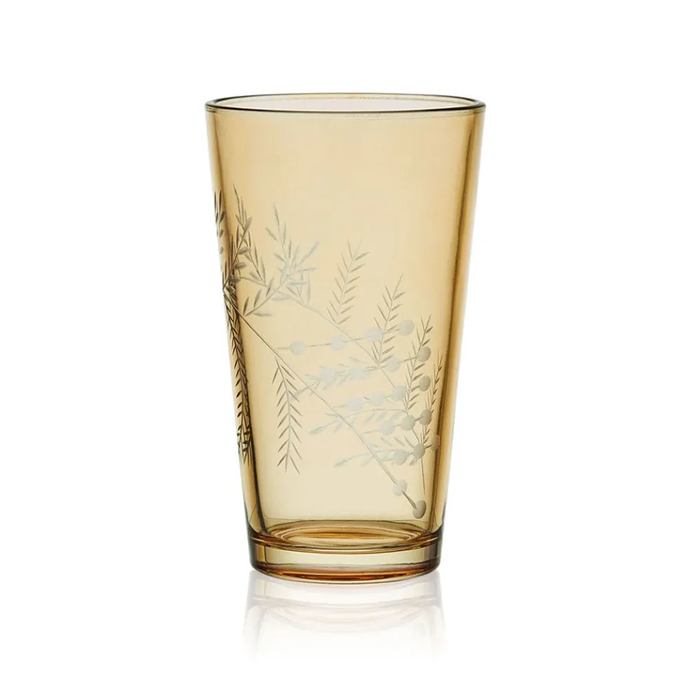 Fitz and Floyd Wildflower Highball Glasses Set of 4, Gold