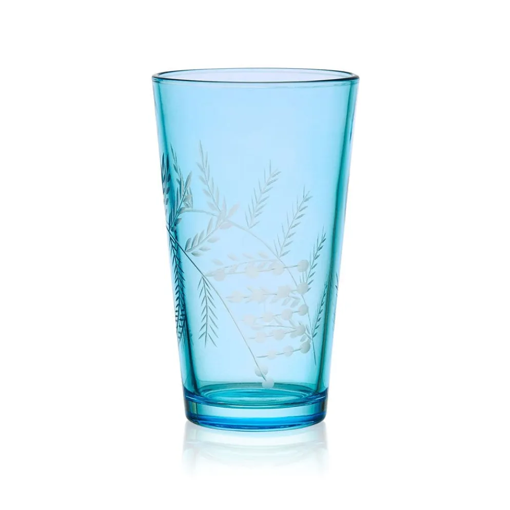 Fitz and Floyd Wildflower Highball Glasses Set of 4, Blue