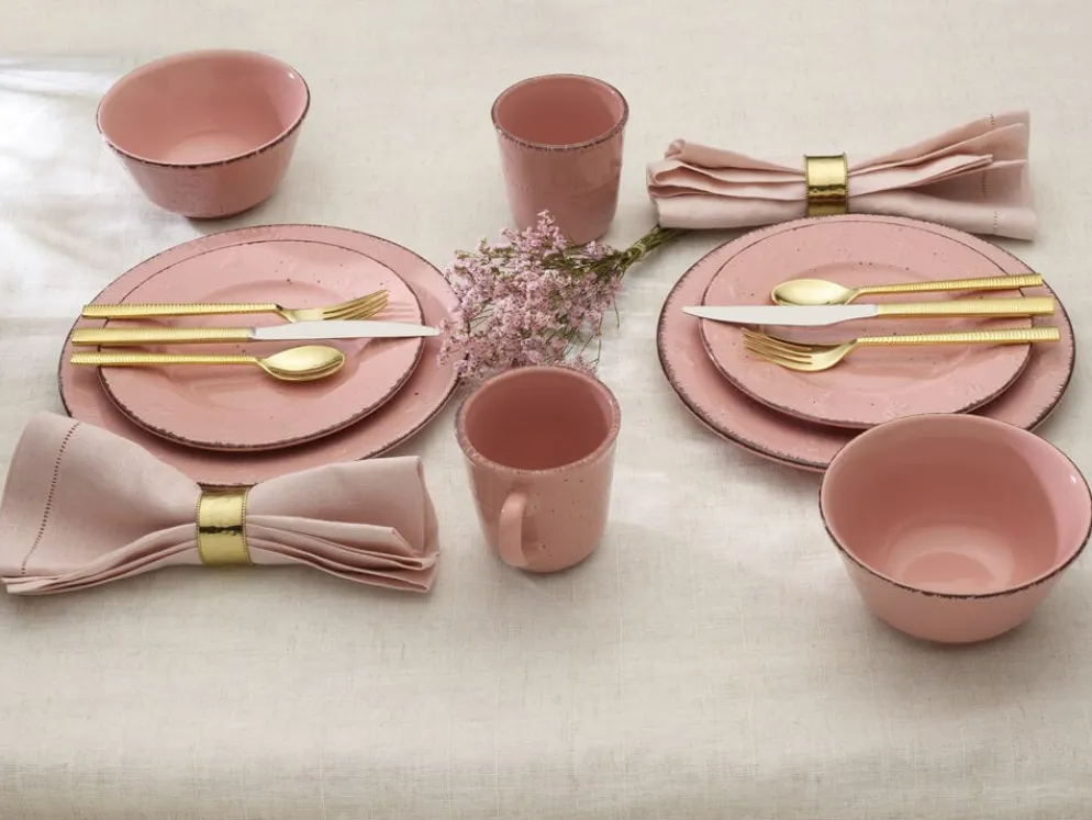 Flamingo Pink 16 Piece Dinnerware Set, Service for 4