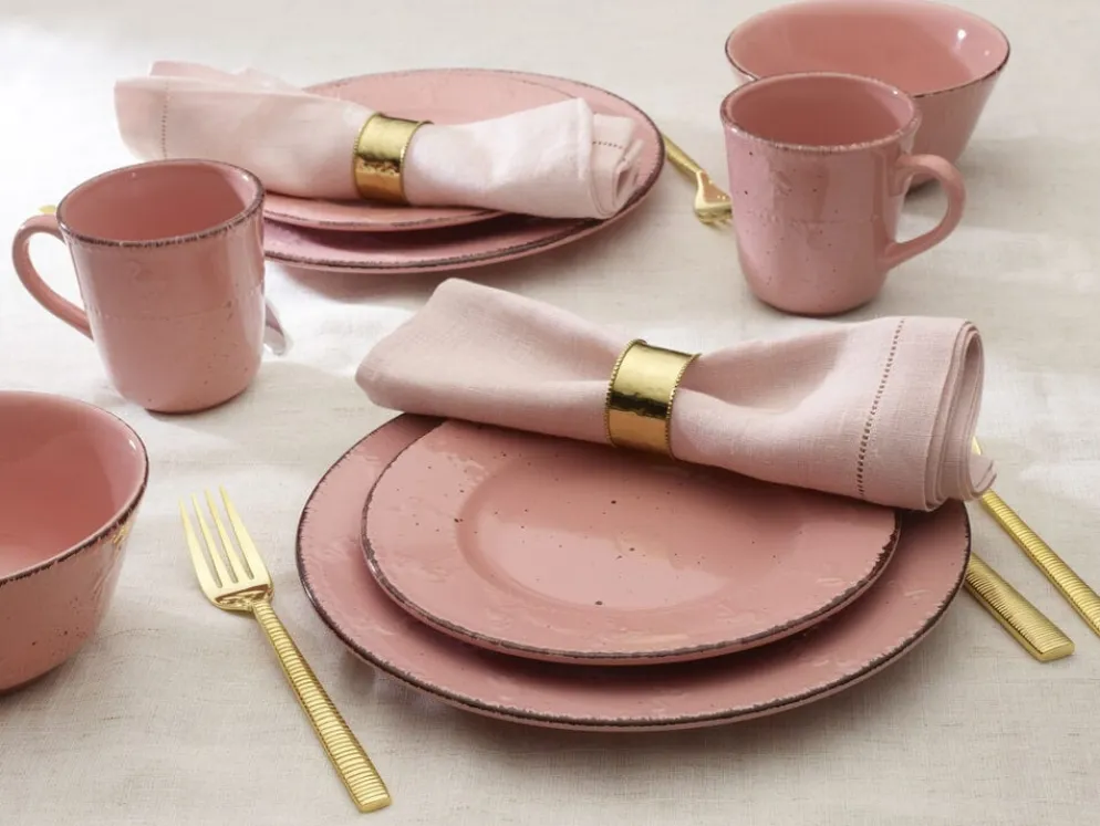 Flamingo Pink 16 Piece Dinnerware Set, Service for 4