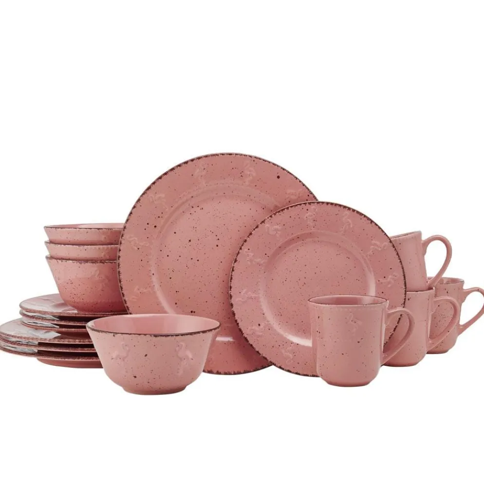 Flamingo Pink 16 Piece Dinnerware Set, Service for 4