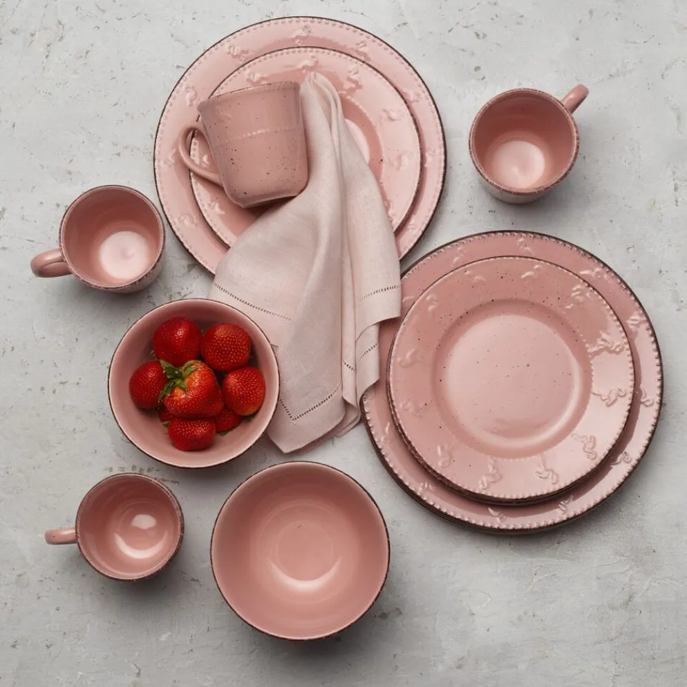 Flamingo Pink 16 Piece Dinnerware Set, Service for 4