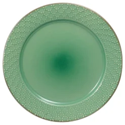 French Lace Set of 4 Green Dinner Plates