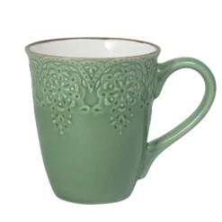 French Lace Set of 4 Green Mugs