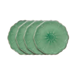French Lace Set of 4 Green Salad Plates