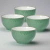 French Lace Set of 4 Green Soup Cereal Bowls