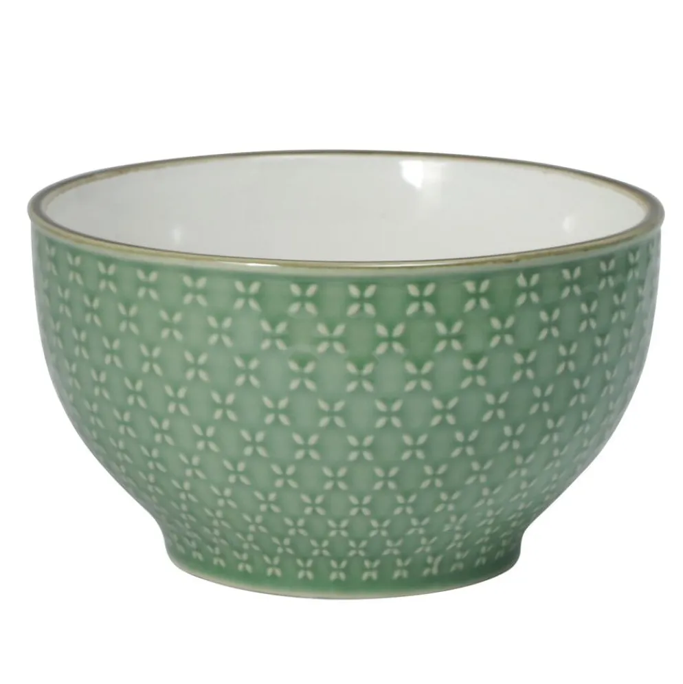 French Lace Set of 4 Green Soup Cereal Bowls