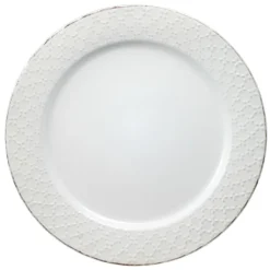 French Lace Set of 4 White Dinner Plates