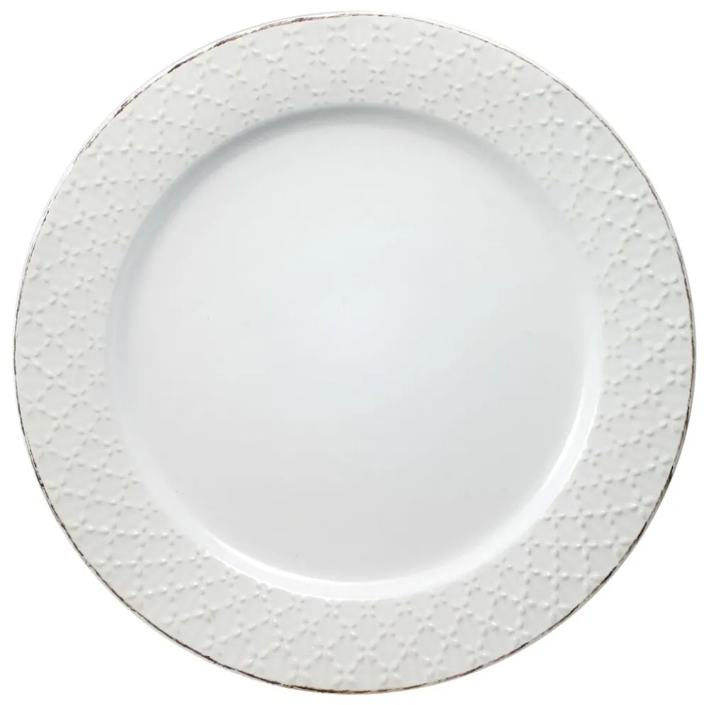 French Lace Set of 4 White Dinner Plates