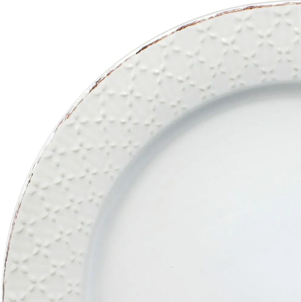 French Lace Set of 4 White Dinner Plates