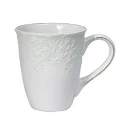 French Lace Set of 4 White Mugs