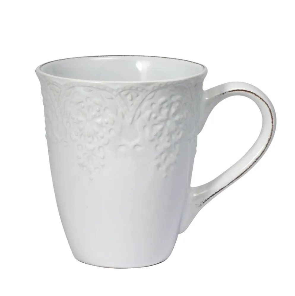 French Lace Set of 4 White Mugs