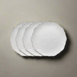 French Lace Set of 4 White Salad Plates