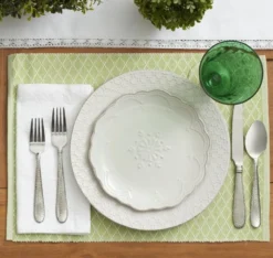 French Lace Set of 4 White Salad Plates