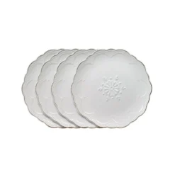 French Lace Set of 4 White Salad Plates