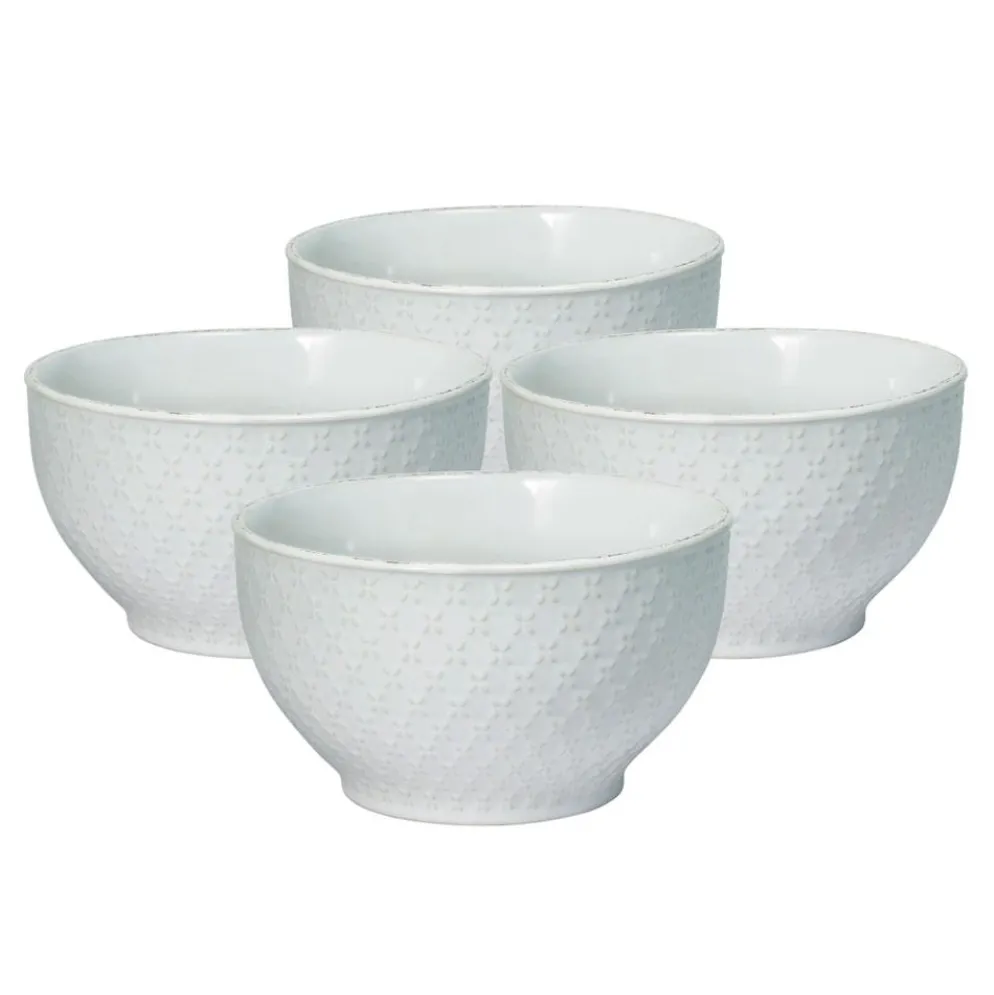 French Lace Set of 4 White Soup Cereal Bowls
