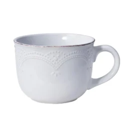 French Lace White Jumbo Soup Mug
