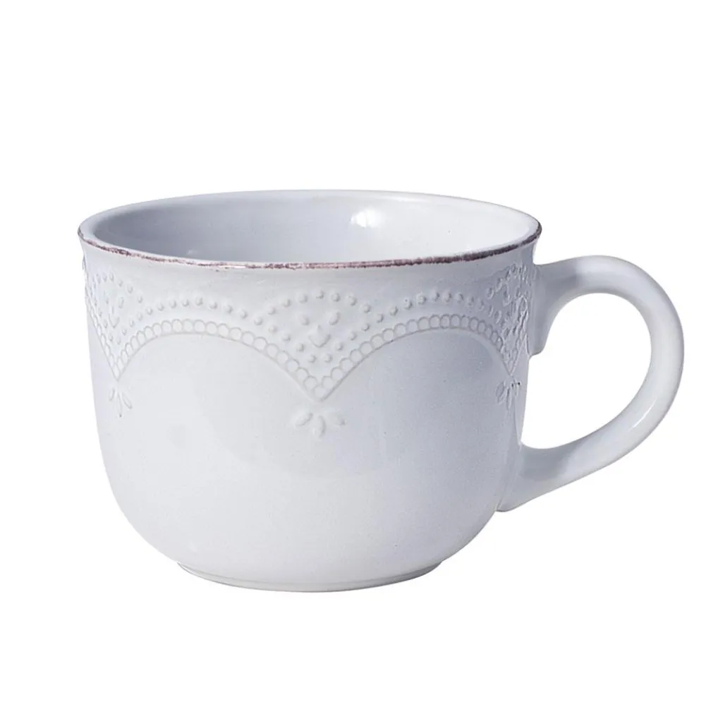 French Lace White Jumbo Soup Mug