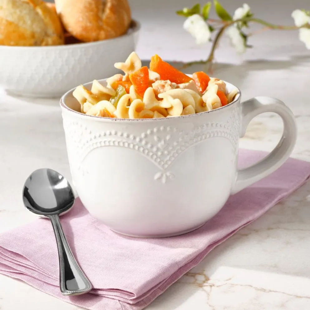 French Lace White Jumbo Soup Mug