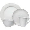 French Lace White 16 Piece Dinnerware Set Service for 4