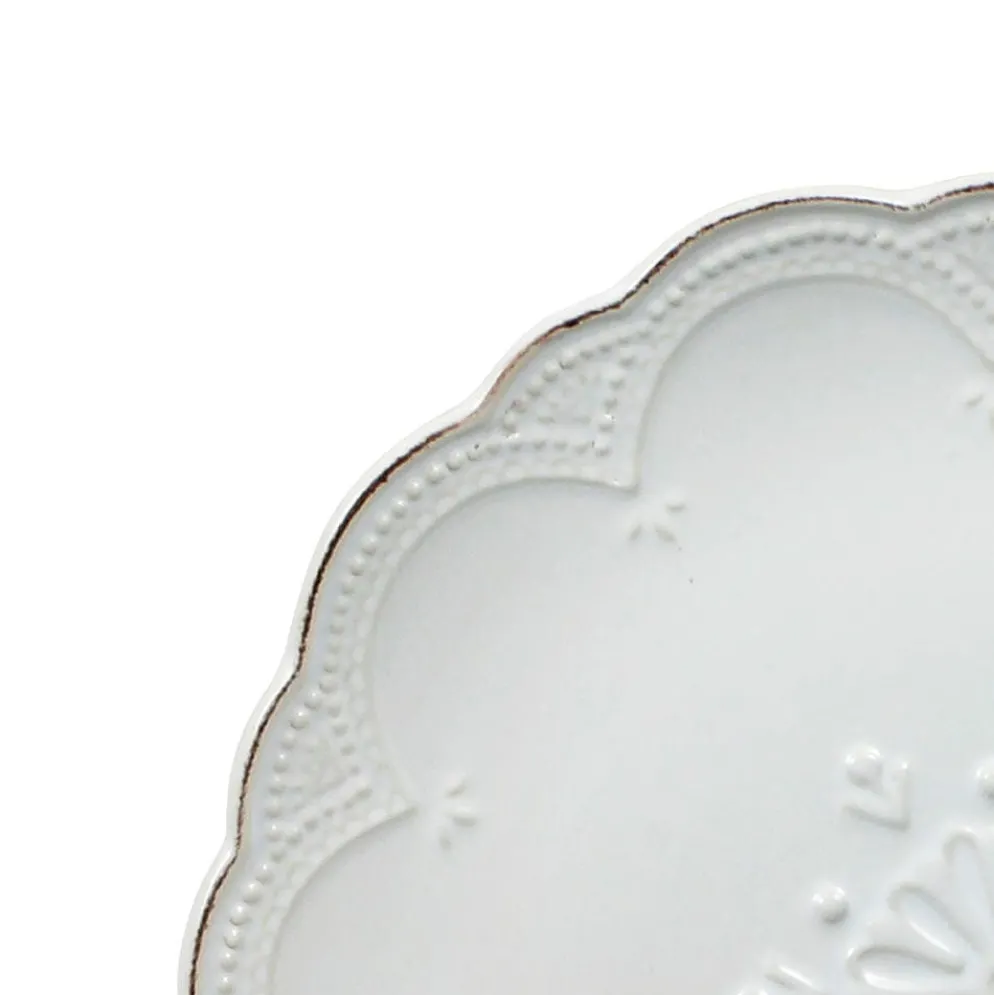 French Lace White 16 Piece Dinnerware Set Service for 4