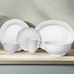 French Lace White Service for 8 with Serveware