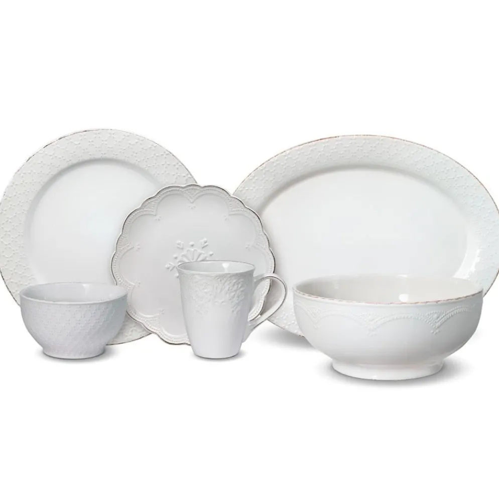 French Lace White Service for 8 with Serveware