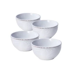 French Lace White Set of 4 Fruit Bowls
