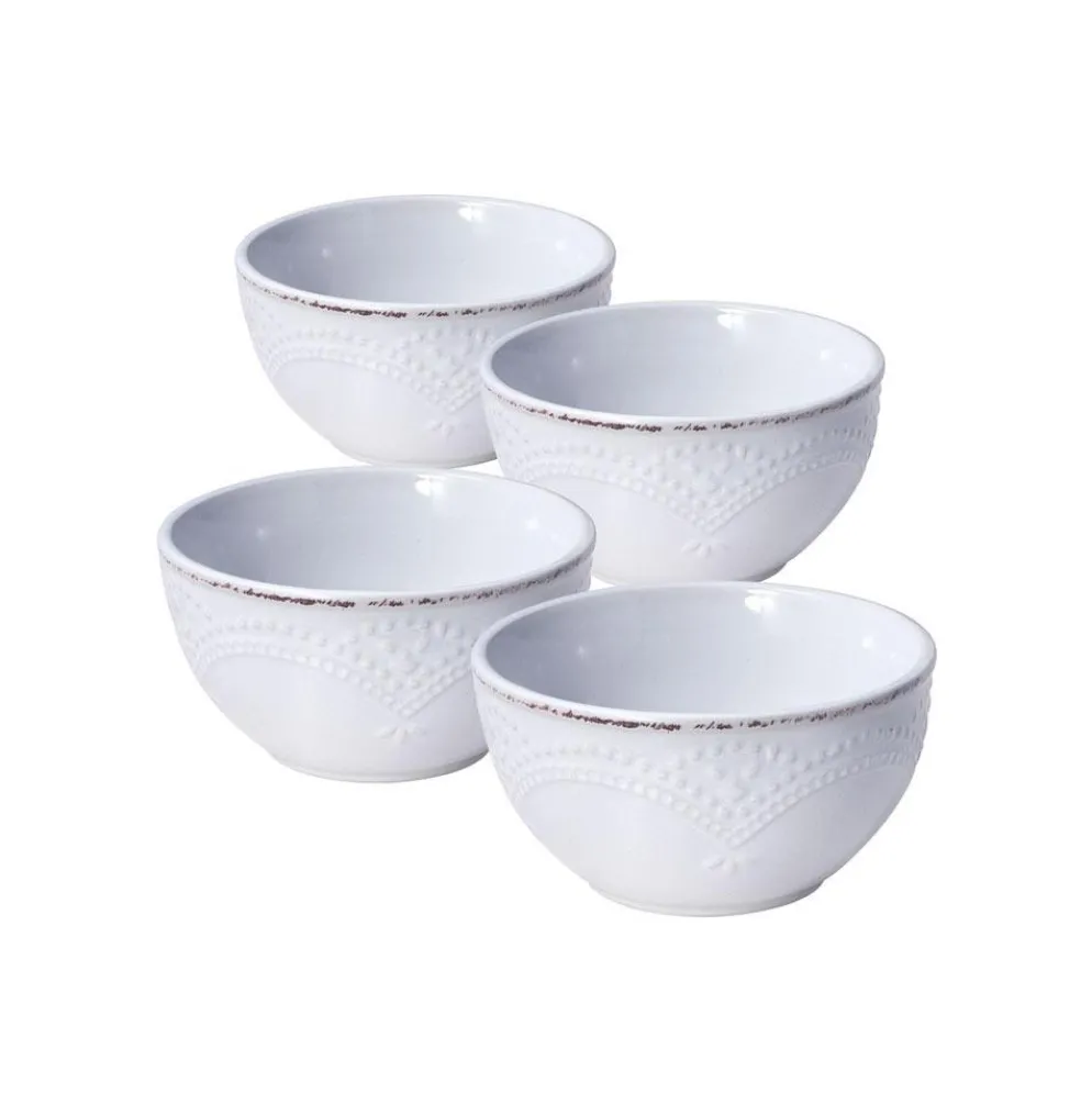 French Lace White Set of 4 Fruit Bowls