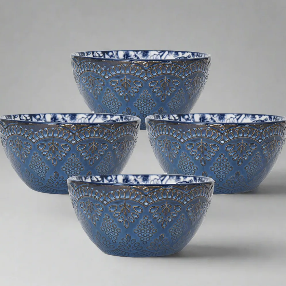 Gabriela Blue Set of 4 Soup Cereal Bowls