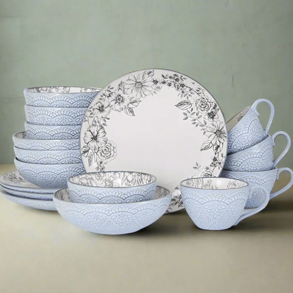 Gabriela Gray 16 Piece Dinnerware Set, Service for 4