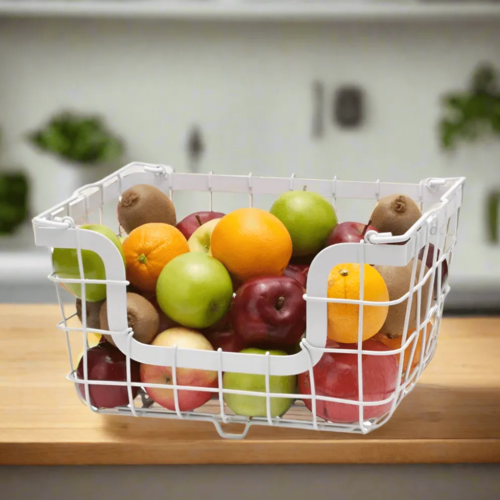 General Store White Stacking And Nesting Wire Organization Basket