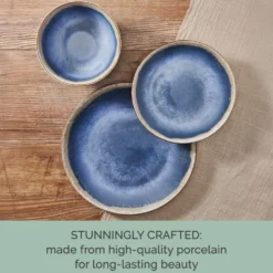 Glimmer Blue 12 Piece Dinnerware Set, Service for 4