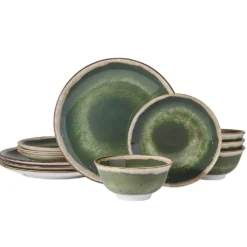 Glimmer Sage 12 Piece Dinnerware Set, Service for 4