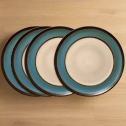 Gourmet Basics Belmont Set of 4 Blue Round Dinner Plates