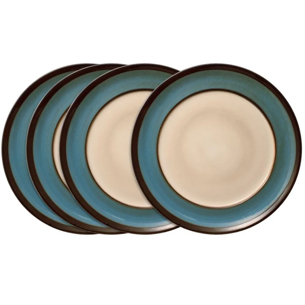 Gourmet Basics Belmont Set of 4 Blue Round Dinner Plates